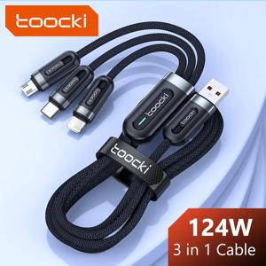 Toocki USB C타입 고속 충전 케이블, 아이폰 X 샤오미 원플러스 리얼미 포코 USB 마이크로 케이블, 6A, 3 인 1
