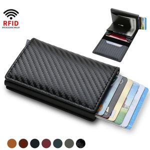 신용카드 홀더 RFID 남성용 지갑, 알루미늄 상자, PU 가죽 지갑, 머니 클립 디자이너, 도난 방지 지갑, 카드 홀더