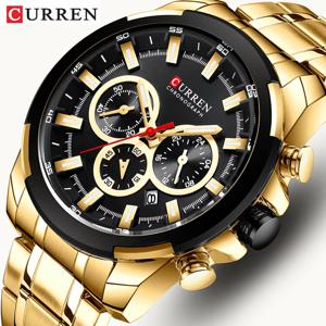 CURREN 남성용 시계 최고 브랜드 대형 스포츠 시계 럭셔리 남성 밀리터리 스틸 쿼츠 손목 시계 크로노그라프 골드 디자인 남성 시계