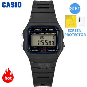 Casio 남성용 밀리터리 LED 시계, 방수 쿼츠 시계, 최고 럭셔리 세트, 디지털 스포츠 시계, 중립 시계, F91W 시리즈