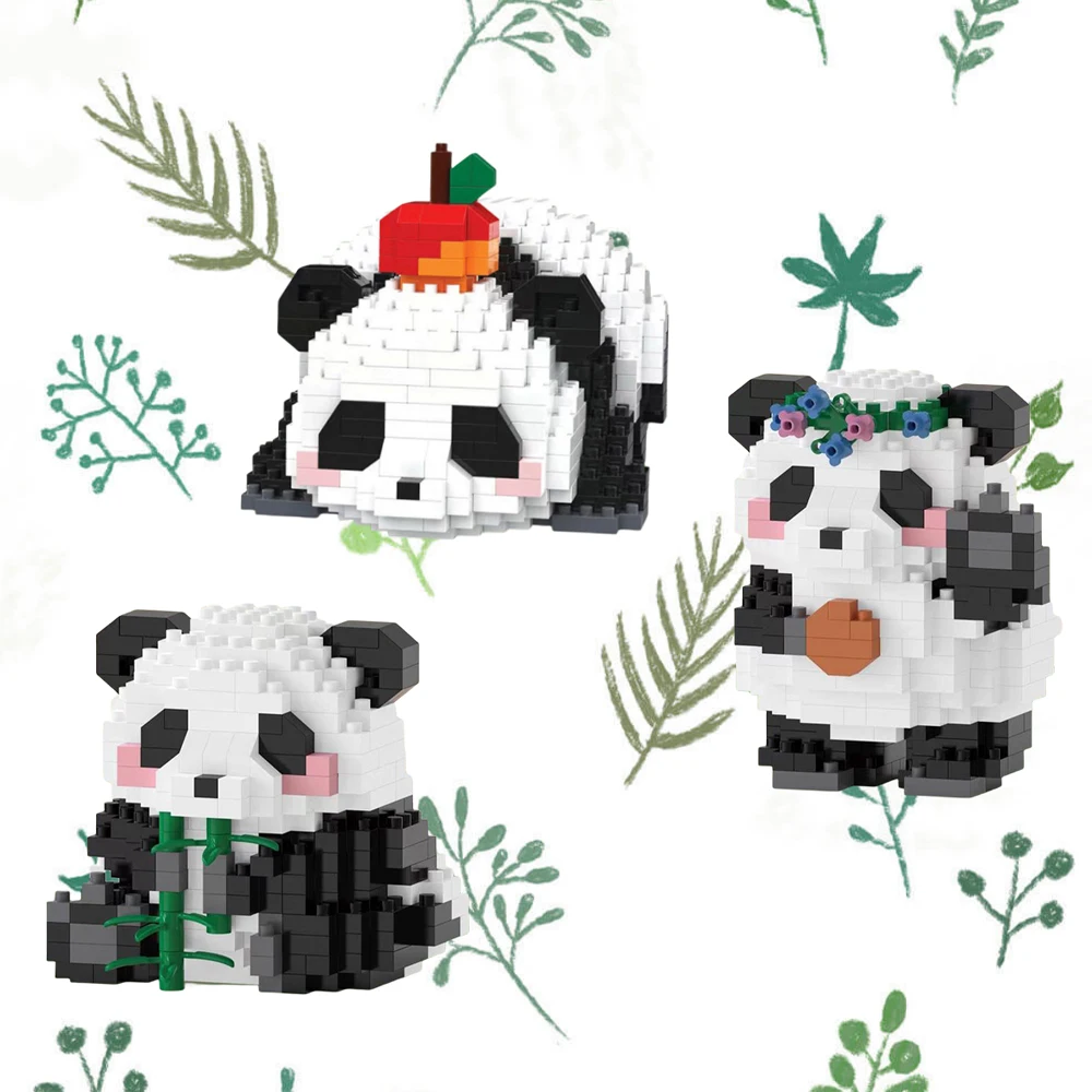 크리에이티브 DIY 조립식 동물 귀여운 미니 중국식 동물 팬더 빌딩 블록 교육용 소년 장난감 어린이 모델 브릭