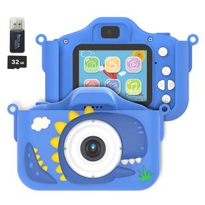 어린이용 미니 카메라, 만화 셀카, 유아 디지털 비디오 카메라 장난감, 32G SD 카드, 남아 및 여아용 크리스마스 생일 선물, 1080P