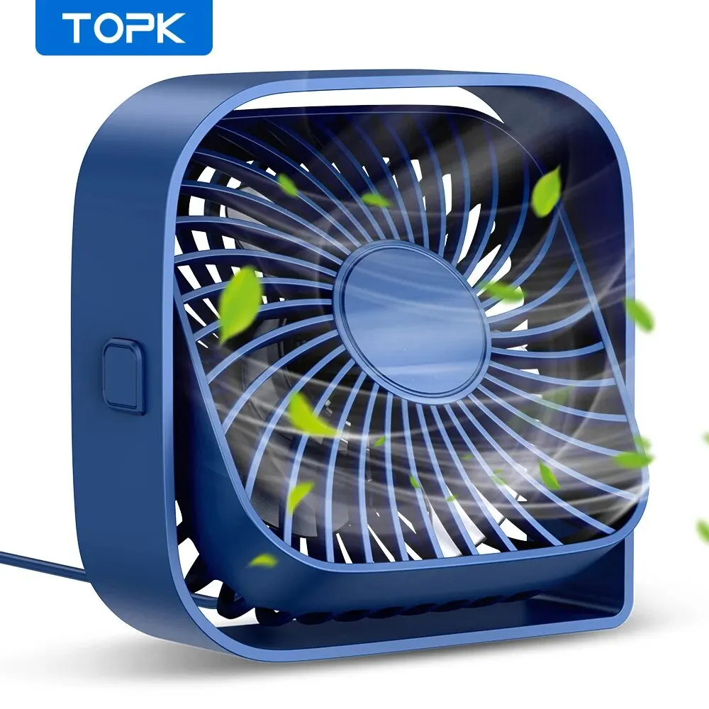 TOPK 미니 휴대용 선풍기, USB 데스크 선풍기 테이블, 조용한 3 단 바람 개인 선풍기, 360 ° 회전 헤드 스탠딩 팬, 방 캠핑 가정