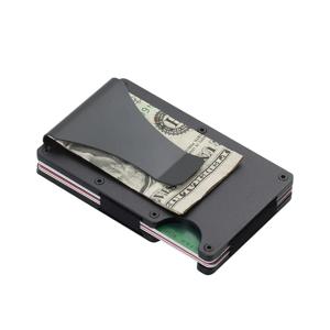 남성용 탄소 섬유 슬림 지갑, RFID 신용 카드 지갑, 전면 포켓 신용카드 홀더 금속 지갑, 탄소 섬유 머니 클립