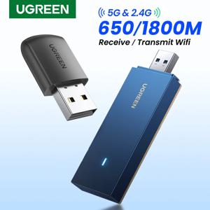 UGREEN WiFi 어댑터 AC650 AX1800 AC1300 WiFi6/WiFi5 5GHz 및 2.4GHz USB WiFi 카드 Dongle for PC Desktop Laptop Windows USB3.0/USB2.0 Wi-Fi 안테나 USB 이더넷 어댑터 네트워크 카드 인터넷 무선 어댑터 Lan 카드