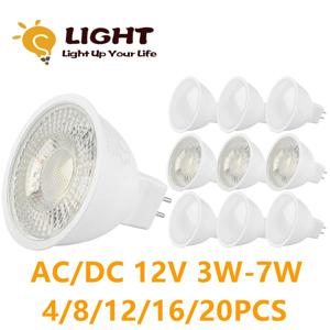 LED 스포트라이트 MR16 GU5.3 저압 AC DC 12V 3W 5W 6W 7W 광각 38 120 도, 주방 서재에 사용 가능, 4-20 개