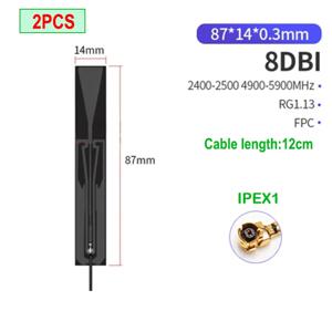 Eoth PCB FPC 소프트 보드, 듀얼 밴드 iot 와이파이 안테나 내장, 블루투스 패치 게인 안테나, 5.8 Ghz, 2.4ghz, ipex 1, 8dbi, 2 개