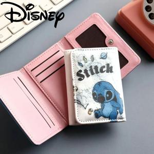 만화 Lilo & Stitch 여성용 짧은 지갑 디즈니, 카와이 패턴 PU 가죽 지갑, 멀티 카드 슬롯 카드 홀더 미니 지갑