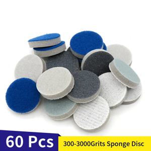 1 인치 25mm 원형 스폰지 샌딩 디스크 사포 후크 및 루프 연마 및 연삭 용 300-3000 그릿 (60 개 팩)