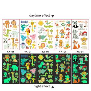 어린이 빛나는 문신 스티커 얼굴 팔 다리 방수 임시 문신 5 장/세트, 어린이 장난감 선물