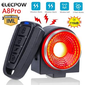 Elecpow A8Pro 자전거 경보 후미등, 브레이크 감지등, 무선 원격 제어, USB 충전 도난 경보, 자전거 미등 경적