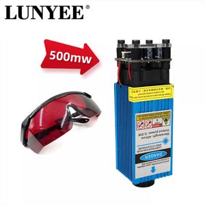 500mW 405NM 12V/24V 청자색 레이저 모듈, 조절 가능한 초점 레이저 헤드, TTL PWM 컨트롤, 고글 포함, 레이저 조각기용