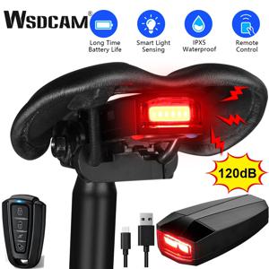 WSDCAM-방수 무선 자전거 알람 자전거 후면 라이트 도난 방지 알람 USB 충전 원격 제어 LED 미등 바이크 파인더, 경보등 바이크 경보등 방수