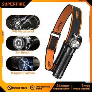 SUPERFIRE TH03 고출력 LED 헤드램프, USB C 충전식 미니 16340 EDC 앵글 헤드 손전등, 자석 테일 작업 헤드라이트 포함