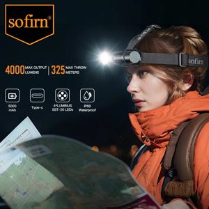 SOFIRN HS41 헤드램프 21700 USB C 충전식, SST20 LED 토치 표시기, 마그네틱 테일 손전등 포함, 4000lm