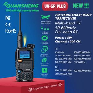 Quansheng 워키토키 UV-5R 플러스 UV-K5 장거리 에어 듀얼 밴드 양방향 라디오, 5W 고출력 2200mAh 휴대용 200 채널, 신제품