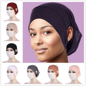여성용 히잡 이슬람 언더 스카프, 준비된 단색 언더캡, 귀 구멍이 있는 히잡 모자, 반다나 모자, 히잡 언더캡