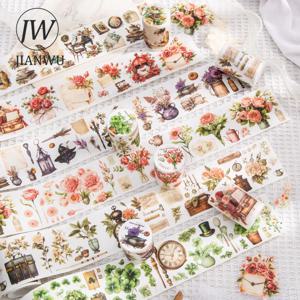 JIANWU 매너 다이어리 시리즈 빈티지 식물 소재 와시 테이프, 크리에이티브 DIY 저널 콜라주 스크랩북 문구, 60mm * 200cm