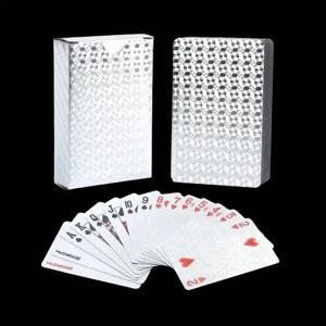 실버 포일 카드 놀이 포커 게임, 방수 플라스틱 포커 선물 컬렉션, 휴일 파티 활동, 체스 및 카드 기념품
