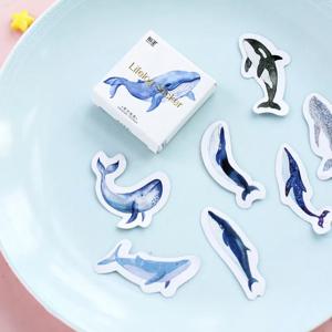 귀여운 고래 라벨 스티커, 스크랩북 장식, DIY 다이어리 앨범 스틱, 학용품 문구, 45PCs/팩