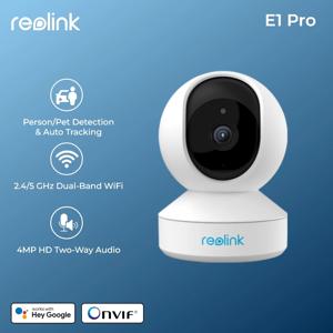 Reolink E1 시리즈 2K 4MP 와이파이 카메라 팬 & 틸트 2 방향 오디오 아기 모니터 실내 캠 AI 감지 홈 비디오 감시 카메라