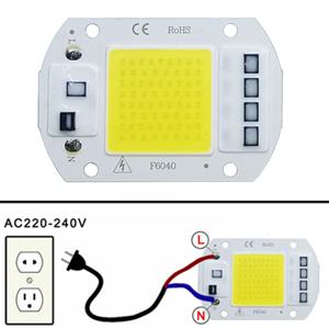 LED 칩 COB 램프, 10W 20W 30W 50W AC 220V 240V IP65 스마트 IC, 드라이버 필요 없음, DIY 투광 조명, LED 전구 스포트라이트, 야외 램프 비드