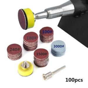 100Pcs 1 인치 25mm 샌딩 디스크 패드 100-3000 그릿 연마 연마 패드 키트 Dremel 로타리 도구 Sandpapers 액세서리