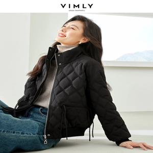 여성용 Vimly 크롭 아가일 퀼트 재킷, 2023 캐주얼 스트레이트 루즈 스탠드 칼라 지퍼, 두껍고 따뜻한 겨울 코트, M3613