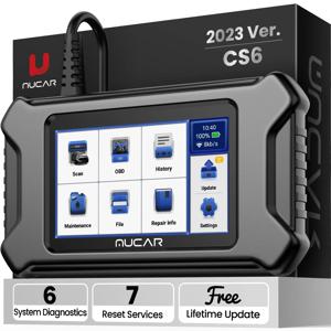MUCAR CS6 자동차 스캐너 자동차 진단 도구, ABS SRS TCM ECM TPMS 6 시스템 코드 판독, 오일 브레이크 7 리셋, 평생 무료 업데이트