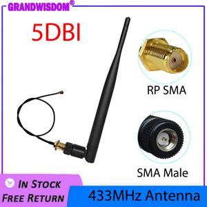 LORA LORAWAN 5dbi SMA 수 커넥터 433 IOT 안테나, 방수 지향성 안테나, 21cm RP-SMA u.FL 피그테일 케이블, 433MHz 안테나