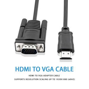 PC용 HDMI VGA 케이블, 데스크탑, 노트북, 컴퓨터, 모니터, 프로젝터, HDTV, 라즈베리 파이, 로쿠, 수-수, 150cm 블랙