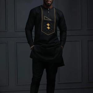 남성용 아프리카 전통 의상, 블랙 부부, 우아한 정장, 럭셔리 브랜드 의류, 풀 팬츠 세트, 2 개, 신제품