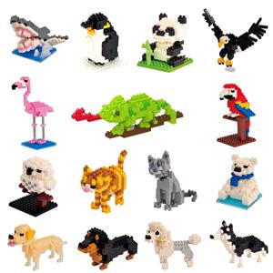 미니 빌딩 블록, 마이크로 브릭, 독수리, 무스, 개, 고양이, 새 동물, 3D 모델 가방, 어린이 교육용 장난감 선물