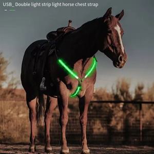 말 장비 Breastplate 나일론 LED 밤 깜박이 라이트 바 하네스 야외 스포츠 USB 충전 승마 장식 벨트