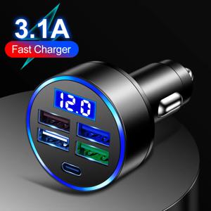 차량용 USB 충전기 담배 라이터 어댑터, LED 고속 충전, 스마트폰 휴대폰용, PD C타입, 3.1A 4