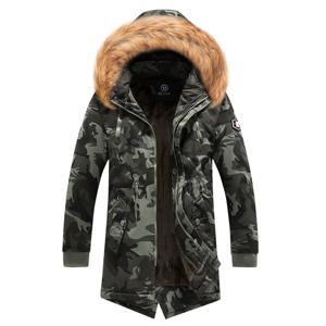 남성용 카모 파카 코트, 위장 재킷, 겨울 후드 벨벳, 두꺼운 방풍 코트, 따뜻한 남성 중간 길이 밀리터리 파카, 신상