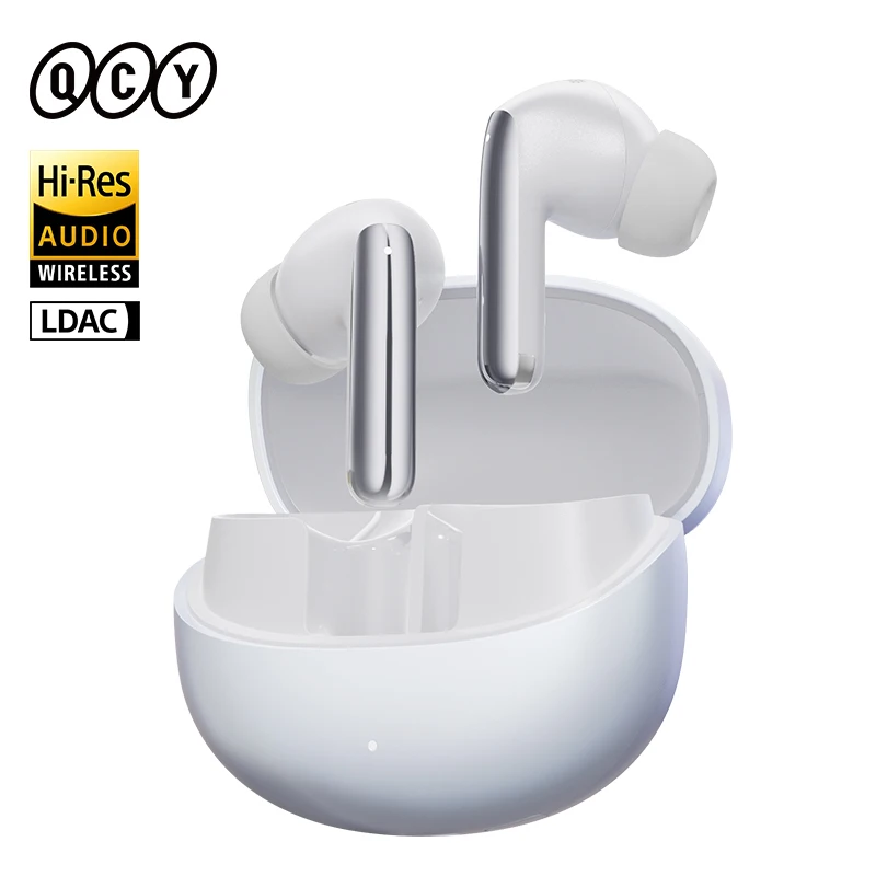 QCY MeloBuds Pro ANC Bluetooth 5.3 이어폰 무선 46dB 하이브리드 ANC 고해상도 LDAC 이어 버드 6 마이크 헤드폰 34H 이어폰 감지