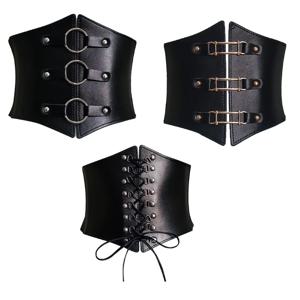 Steampunk Underbust 코르셋 버클 펑크 블랙 와이드 허리 밴드 슬리밍 바디 벨트 힙합 록 나이트 클럽 섹시한 청바지 복장 높은 허리