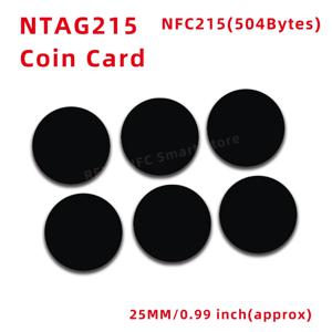 NFC 215 스마트 태그 RFID 카드, NFC 개인 자동화 전용, NFC 215 태그, Nt/ag215 코인 카드, 13.56MHz 블랙, 25mm