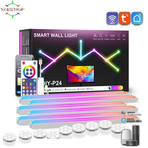 투야 와이파이 LED 스마트 벽 램프, 5V USB 바, DIY 분위기 LED 야간 조명, 음악 리듬, TV 백라이트 침실 게임 장식