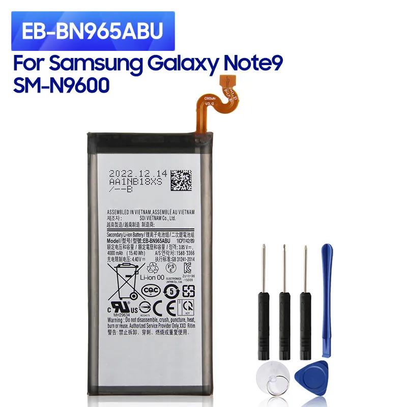 삼성 갤럭시 노트 9 용 교체 배터리 EB-BN965ABU, 노트 9 SM-N9600 N960F N960U N960N N960W SM-N960X 4000mAh