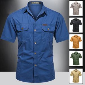 남성용 빠른 건조 반팔 육군 선풍기 전술 셔츠, 얇은 통기성 옷깃 카고 셔츠, 야외 하이킹 밀리터리 셔츠
