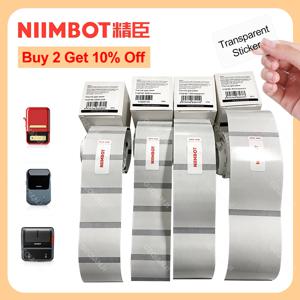 NIIMBOT 라벨 스티커 종이 롤 투명 시리즈, 원형 사각형 접착지, 데이터 이름 인쇄용 공식 용지, B21 B1, 20-50mm