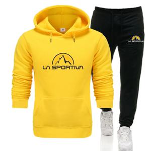 La Sportiva 남성용 운동복 후드 풀오버 및 스웻팬츠 스포츠 세트, 캐주얼 조거 운동복, 2 피스 남성 플리스 스트리트웨어 세트