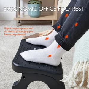 마사지 롤러 장착 인체공학적 발 의자, 책상 아래 발받침, 최대 하중 120Lbs, 책상 다리 받침대, 가정 사무실 업무용 통증 완화