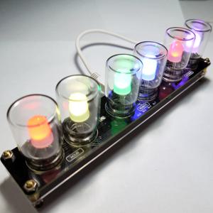 DIY 오로라 LED 다채로운 조명 큐브 크로마그래피 유리 알람 전자 시계 키트