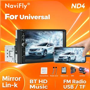범용 FM 라디오 스테레오 지지대 미러 Lin-K BT HD 스크린 음악 USB TF 차량용 멀티미디어 비디오 플레이어, ND4 7 인치, 2 Din 1din