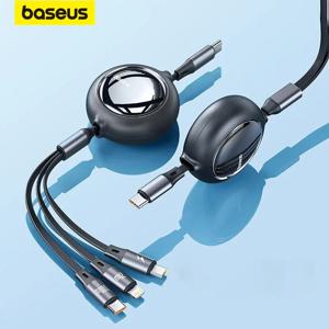Baseus 개폐식 100W 고속 USB 케이블, 화웨이 아너 휴대용 3 인 1 마이크로 USB C 타입 충전기 케이블, 아이폰 삼성용