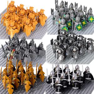 MOC 중세 난쟁이 전사 엘프 기사 lotr 피규어 빌딩 블록 액세서리, 갑옷 방패 무기, DIY 완구 어린이 선물