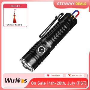 Wurkkos 충전식 21700 LED 손전등, 하이킹용 자석 테일 및 역방향 충전, 최대 4500LM IP68, XHP70.2, TS22